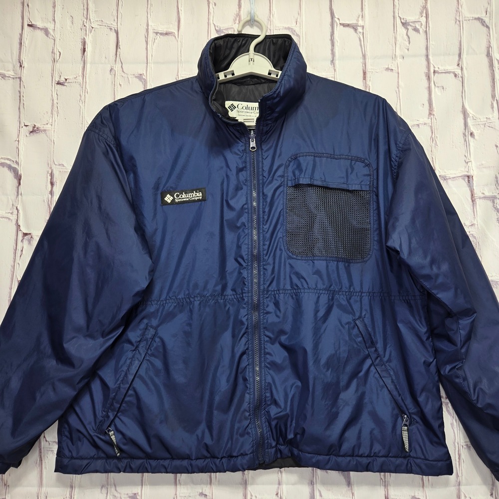 Vintage Columbia Sportswear Mens XL Blue Zip Quilted Lined Windbreaker Jacket